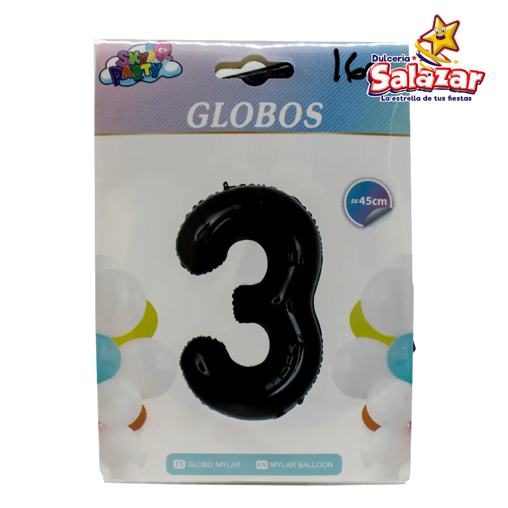 GLOBO #3 METALICO NEGRO 16" FANTASIA 200 -B.1PZA-  "C/1/1"
