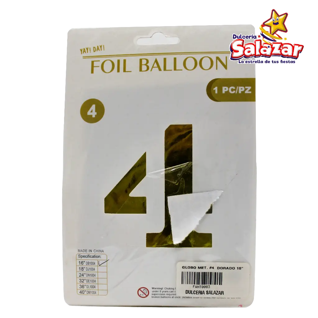 GLOBO #4 METALICO DORADO 16 FANTASIA 20 -B.1PZA-"C/1/1"