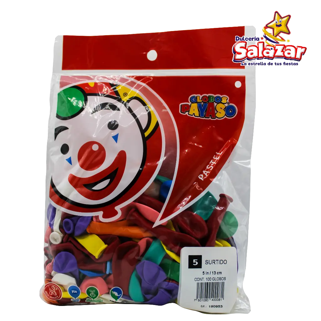 [SEL0003] GLOBO #5 SURTIDO PAYASO -B.100P-  "C/100/100"