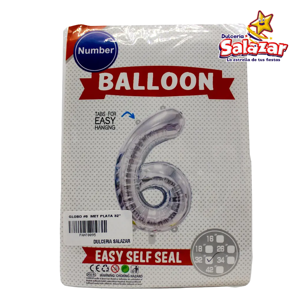 GLOBO #6 METALICO PLATA 32 FANTASIA 200 -B.1PZA-"C/1/1"