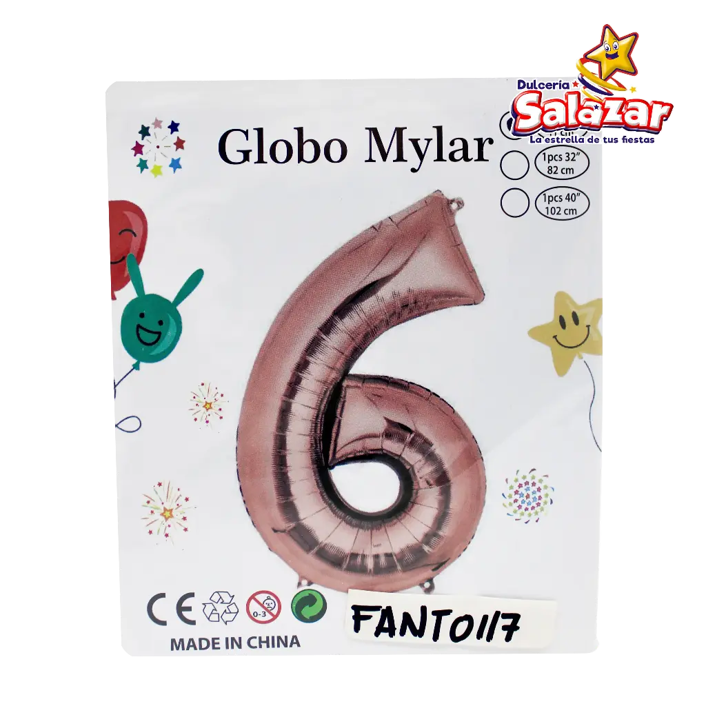 GLOBO #6 METALICO ROSA 16  FANTASIA 200 -B.1PZA-"C/1/1"