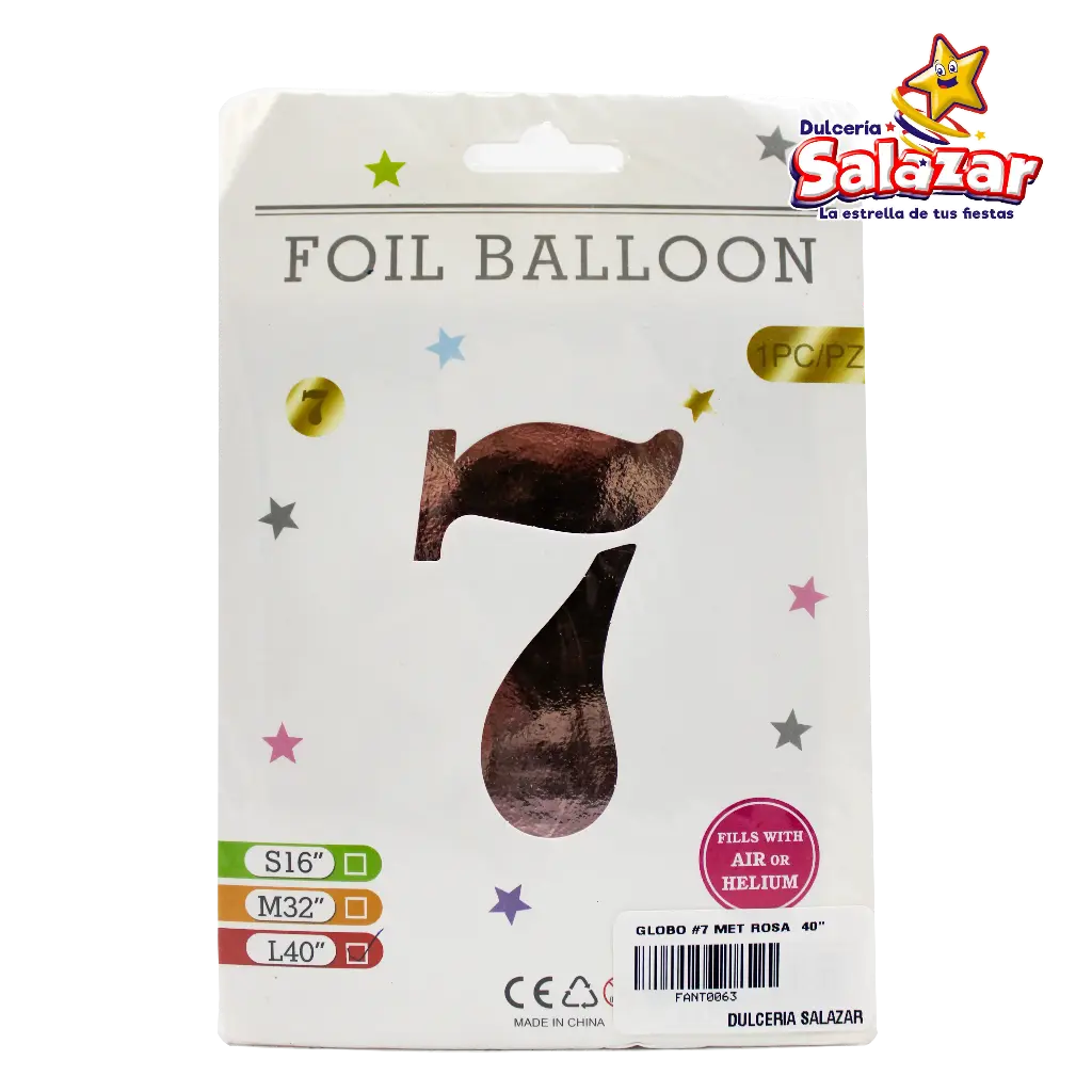 GLOBO #7 METALICO ROSA 40 FANTASIA 2000 -B.1PZA- "C/1/1"