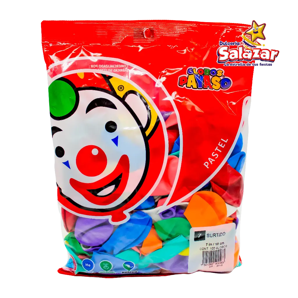 GLOBO #7 SURTIDO PAYASO -B.100P-  "C/50/100"