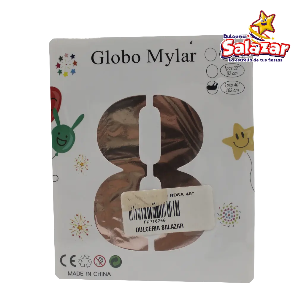 GLOBO #8 METALICO ROSA 40 FANTASIA 2000 -B.1PZA- "C/1/1"