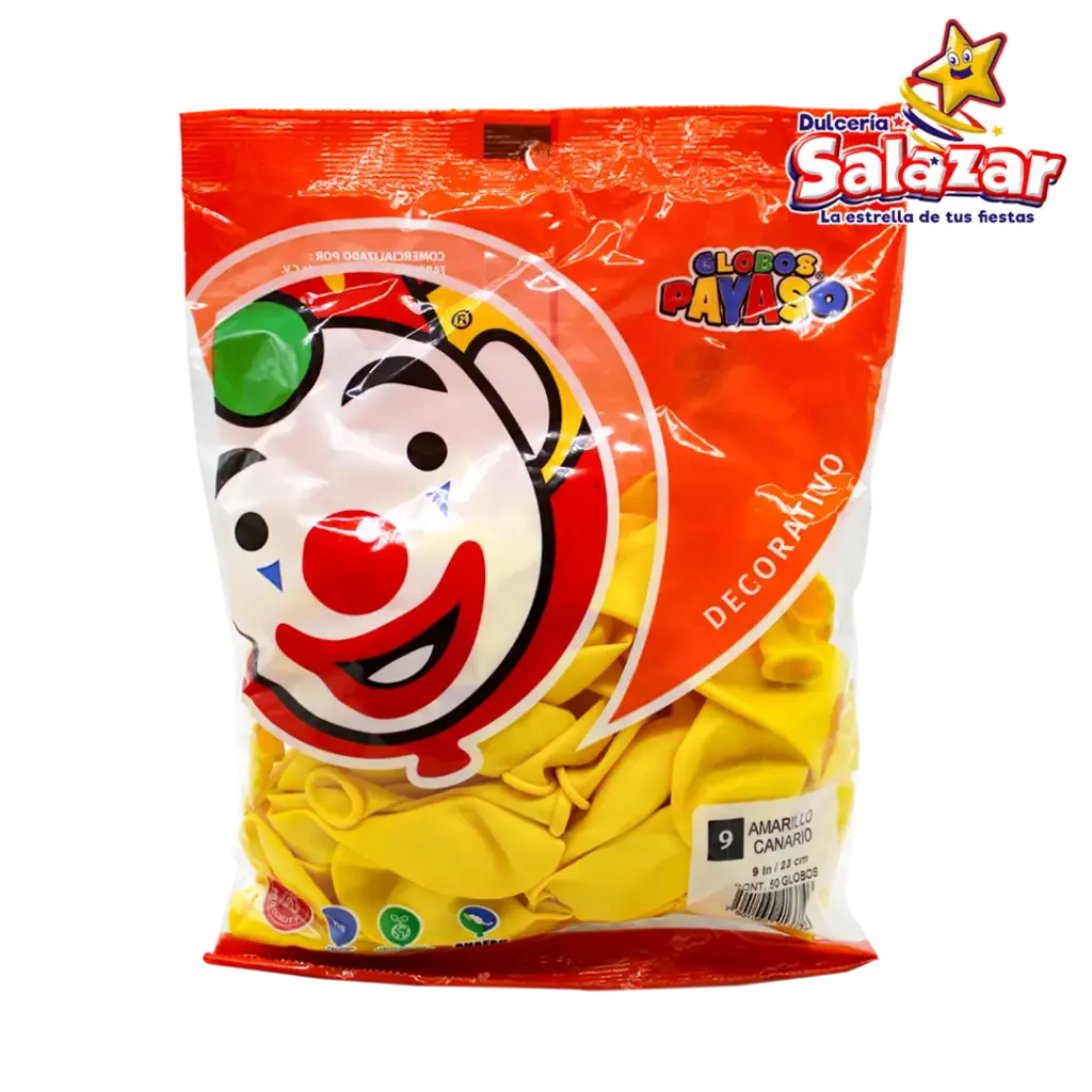 GLOBO #9  DEC. AMARILLO CANARIO PAYASO . -B.50P- "C/100/50"