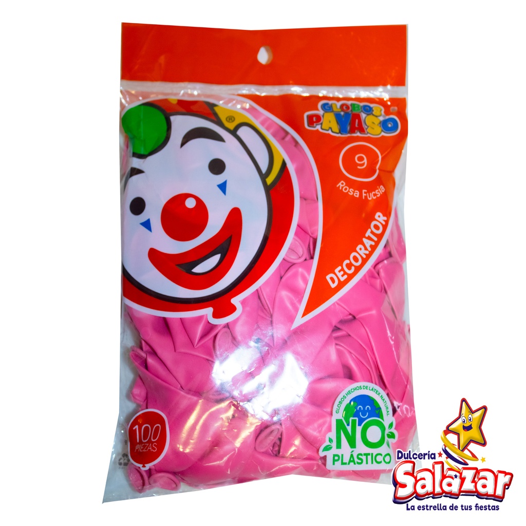 GLOBO #9 DEC. FUCSIA PAYASO -B.100P- "C/50/100"