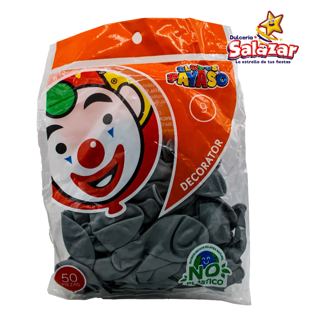 [SEL0013] GLOBO #9 DEC. GRIS PAYASO -B.50P- "C/100/50"