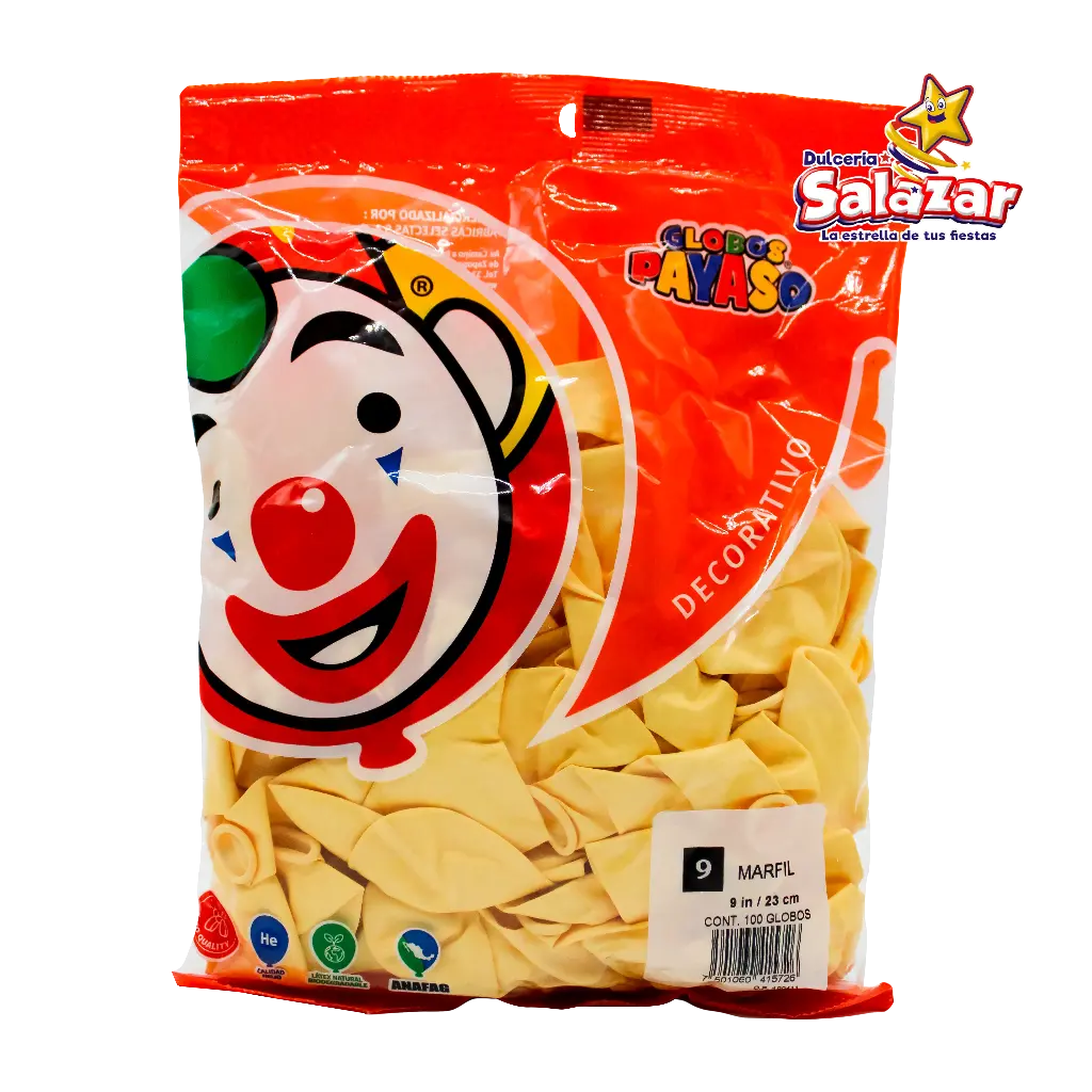 GLOBO #9 DEC. MARFIL PAYASO -B.100P- "C/50/100"