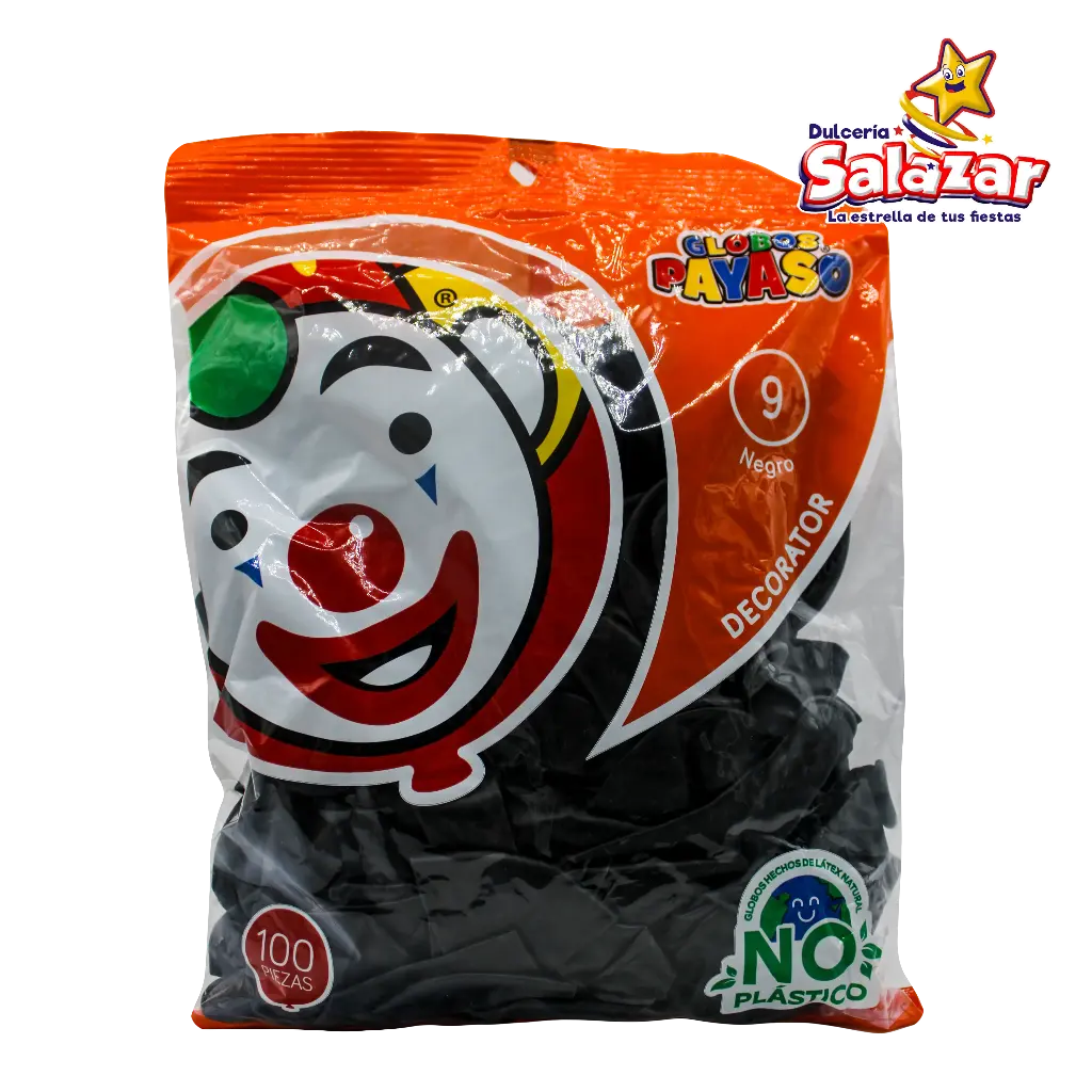 GLOBO #9 DEC. NEGRO PAYASO -B.100P- "C/50/100"