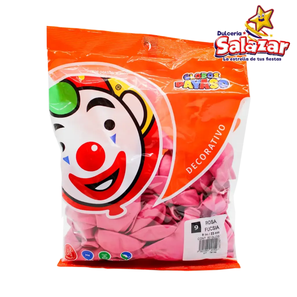 GLOBO #9 DEC. ROSA FUCSIA PAYASO -B.50P- "C/100/50"