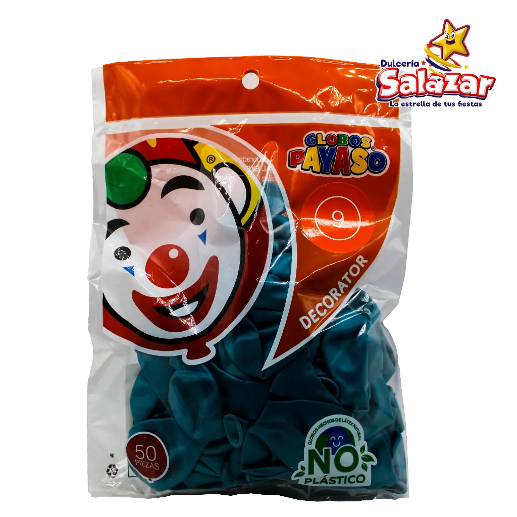 [SEL0657] GLOBO #9 DEC. TURQUESA PAYASO -B.50P- "C/100/50"
