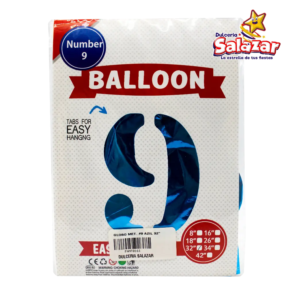 GLOBO #9 METALICO AZUL 32 FANTASIA 2000 -B.1PZA-"C/1/1"