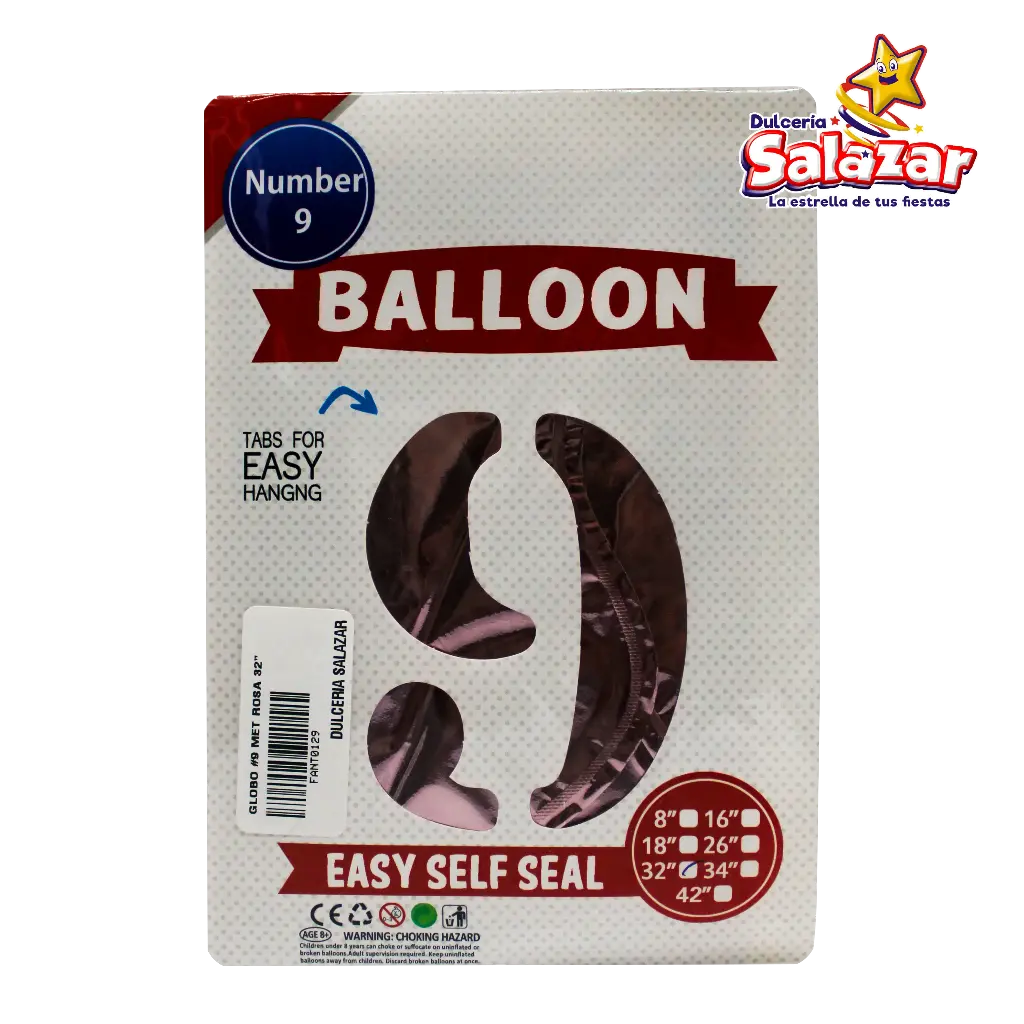 [FANT0129] GLOBO #9 METALICO ROSA 32 FANTASIA 2000 -B.1PZA-"C/1/1"