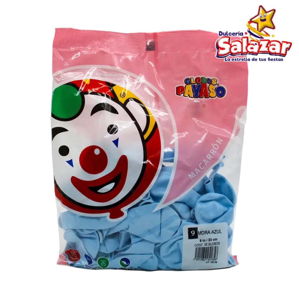 [SEL0641] GLOBO #9 MORA AZUL MACARRON PAYASO -B.50P- "C/100/50"