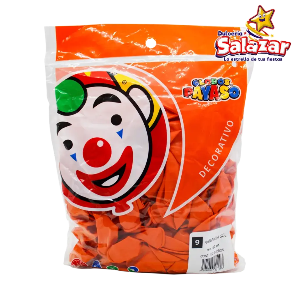 GLOBO #9 NARANJA PAYASO -B.100P- "C/50/100"