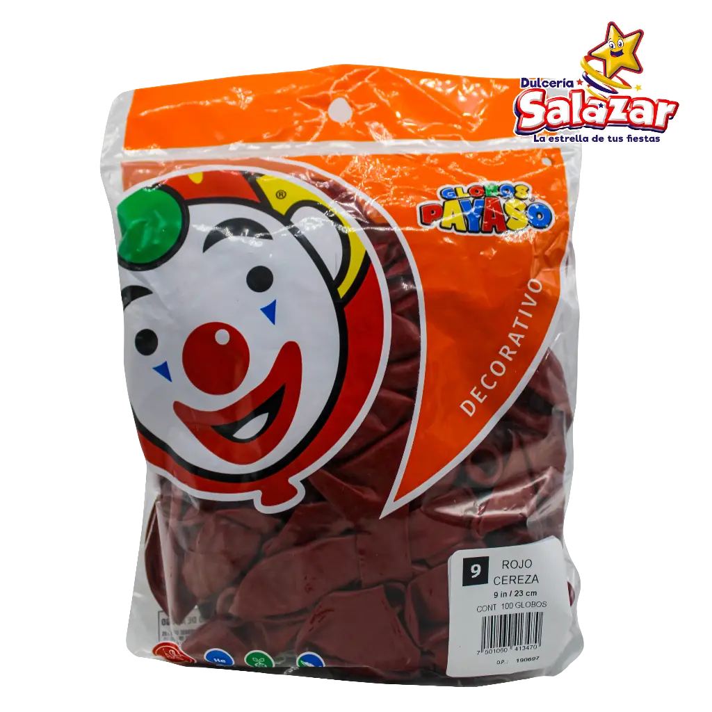 GLOBO #9 ROJO CEREZA PAYASO -B.100P- "C/50/100"