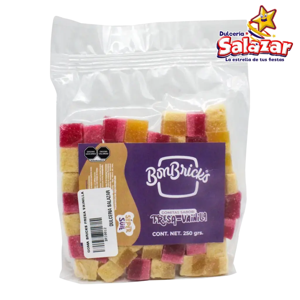 [BRI0012] GOMA BON BRICKS FRESA-VAINILLA -B.250G- "C/10/1"
