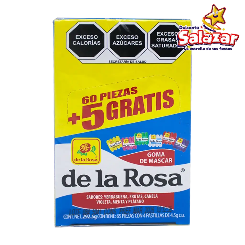 [ROS0476] GOMA DE MASCAR 4  PASTILLAS 60+ 5P  DLR -D.292.5G- "C/24/60+5"