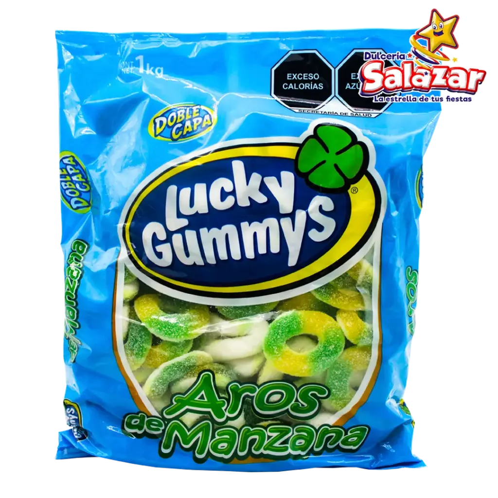 GOMA LUCKY AROS DE MANZANA -B.1KG- "C/8/1"