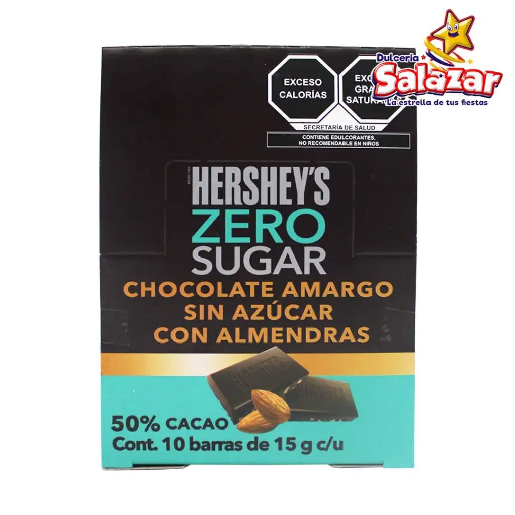 [HER0321] HERSHEY BARRA ZERO ALMENDRA AMARGO -D.150G- "C/6/10"