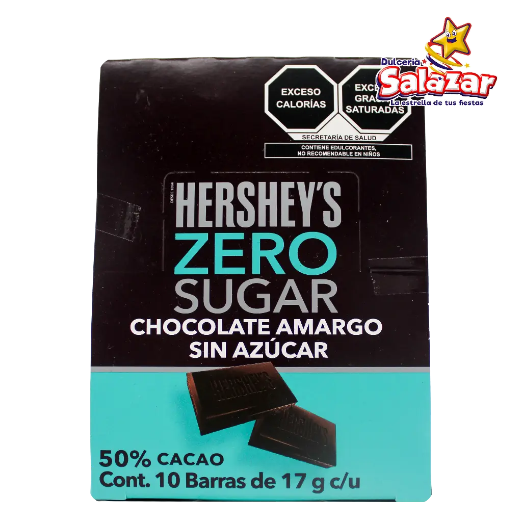 [HER0015] HERSHEY BARRA ZERO CHOCOLATE AMARGO -D.170G- "C/6/10"