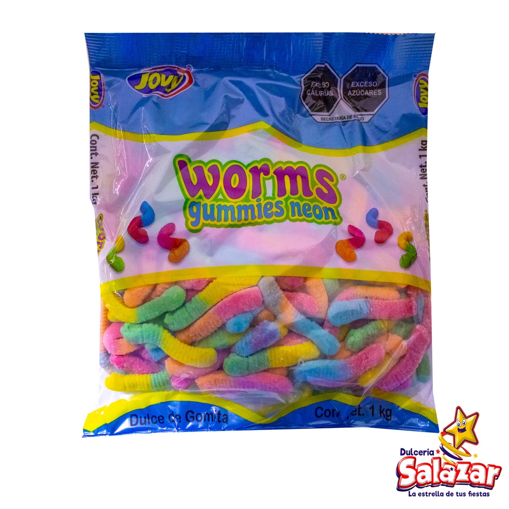 [JOV0069] JOVY WORMS GUMMIES NEON (LOMBRIZ) -B.1KG- "C/10/1"