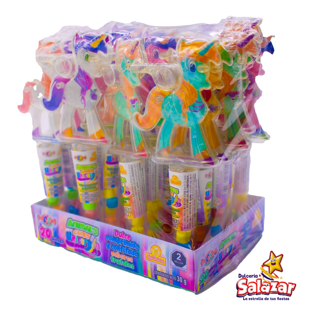 [DEL0003] JUGUETE ANIMALS CANDY UNICORNIO DULCE CO -D.30G- "C/18/20"