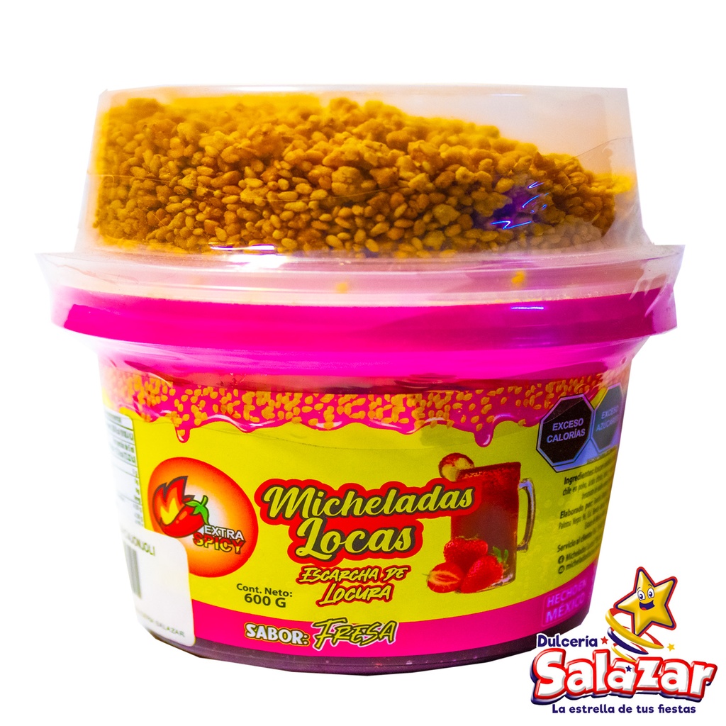 MICHELADAS LOCAS SABOR FRESA C/AJONJOLI -BOT.600G- "C/12/1"