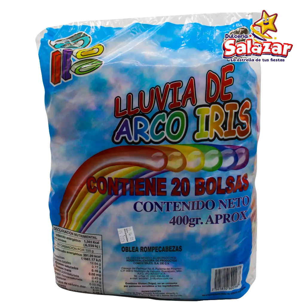 [ARI0006] OBLEA RECORTE GRANDE ARCOIRIS -B.20PZA- "C/5/20"
