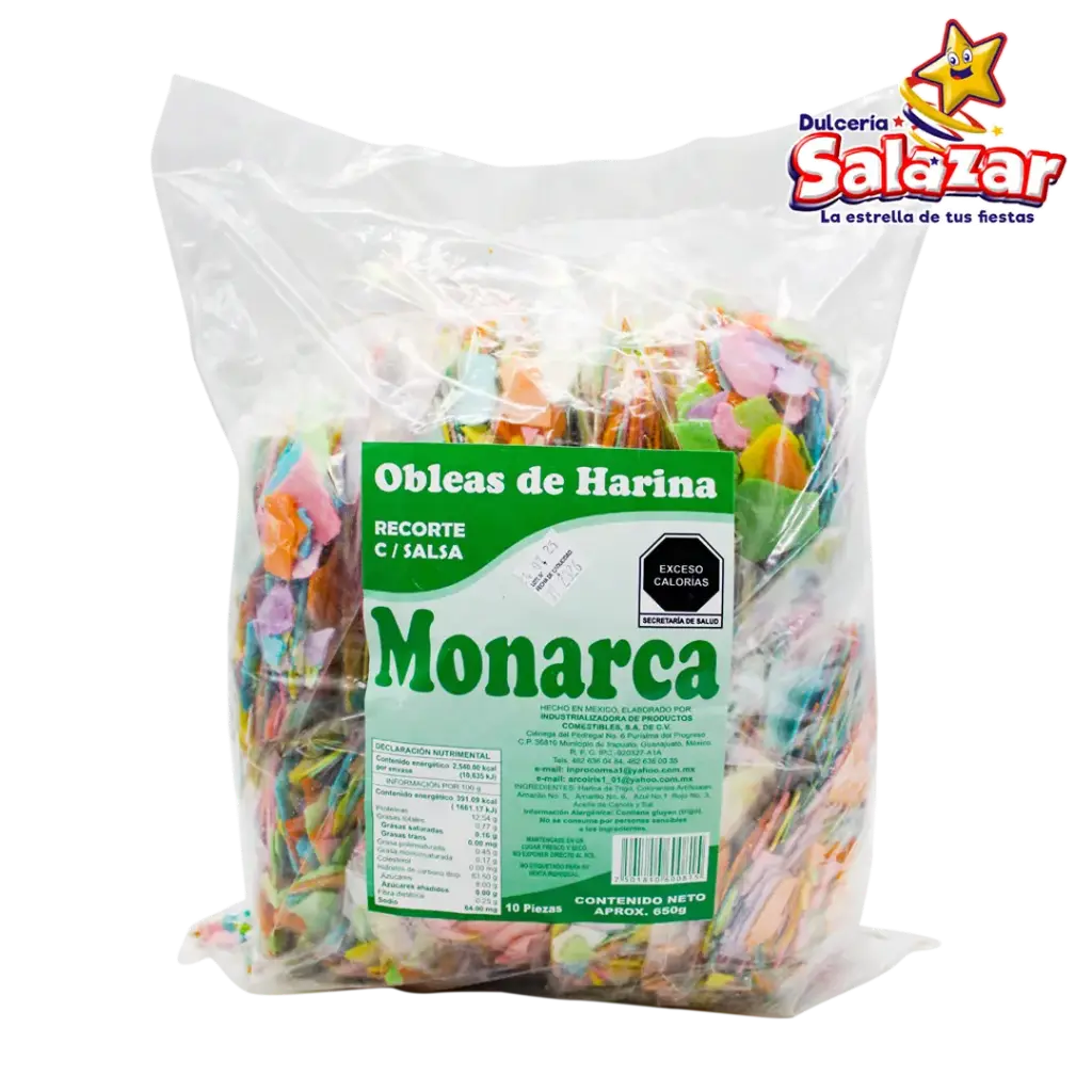 [ARI0010] OBLEA RECORTE MONARCA VERDE C/SALSA -B.650G- "B/4/10"