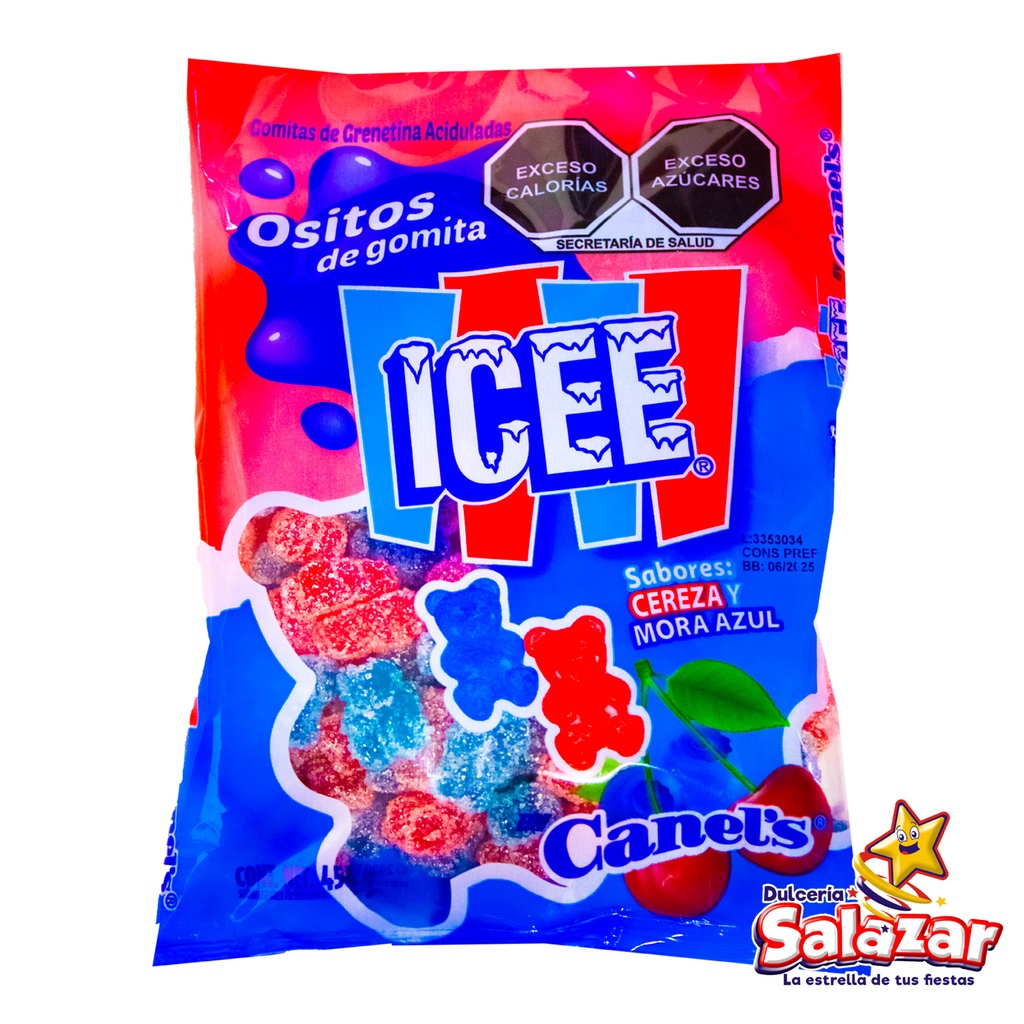 [CAN0002] OSITOS ICEE  SABORES CEREZA Y MORA AZUL -B.454G.- "C/24/1"