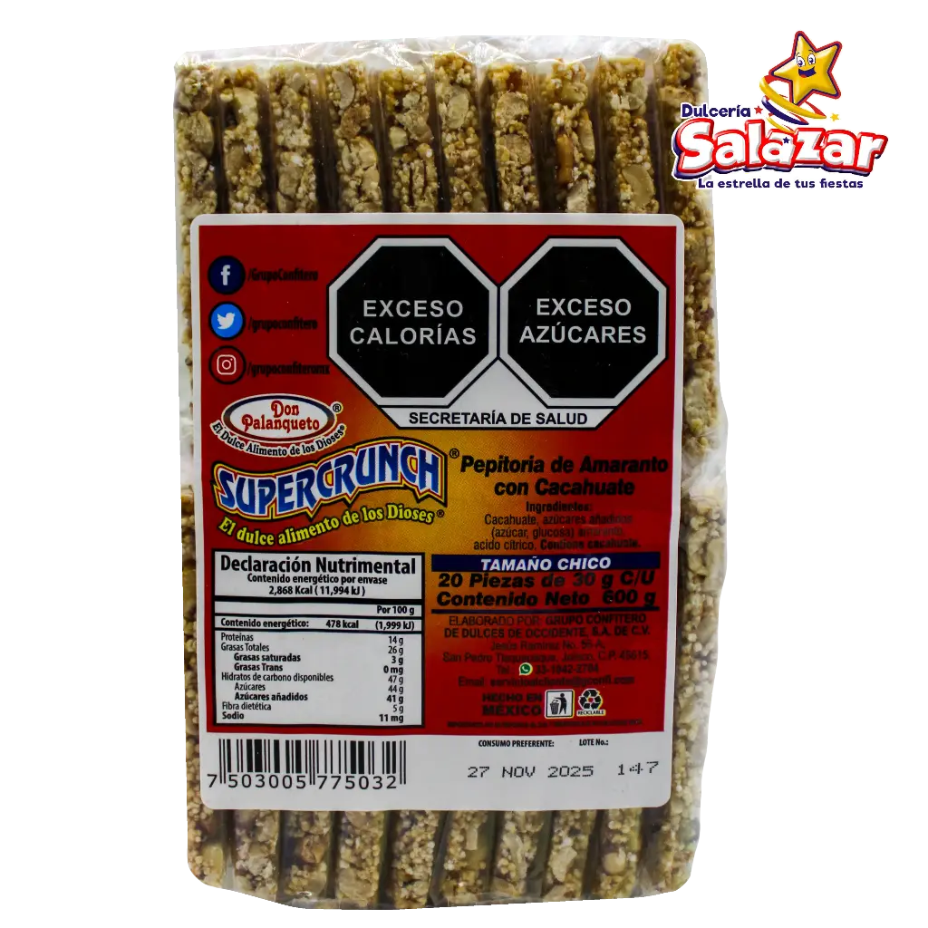 [PEZ0003] PALANQUETA SUPERCRUNCH CHICA -B.600G- "C/24/20"