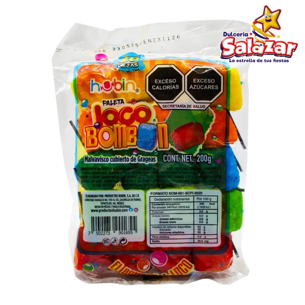 PALETA BOMBON LOCO MEDIANO HUBIN -B.200GR - "C/40/20"