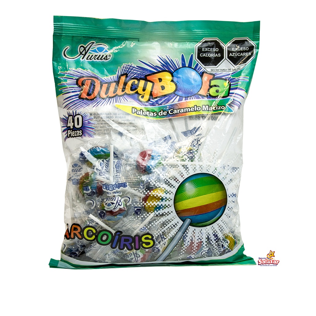 PALETA DULCY BOLA ARCOIRIS AURUS -B.440G- "C/35/40"