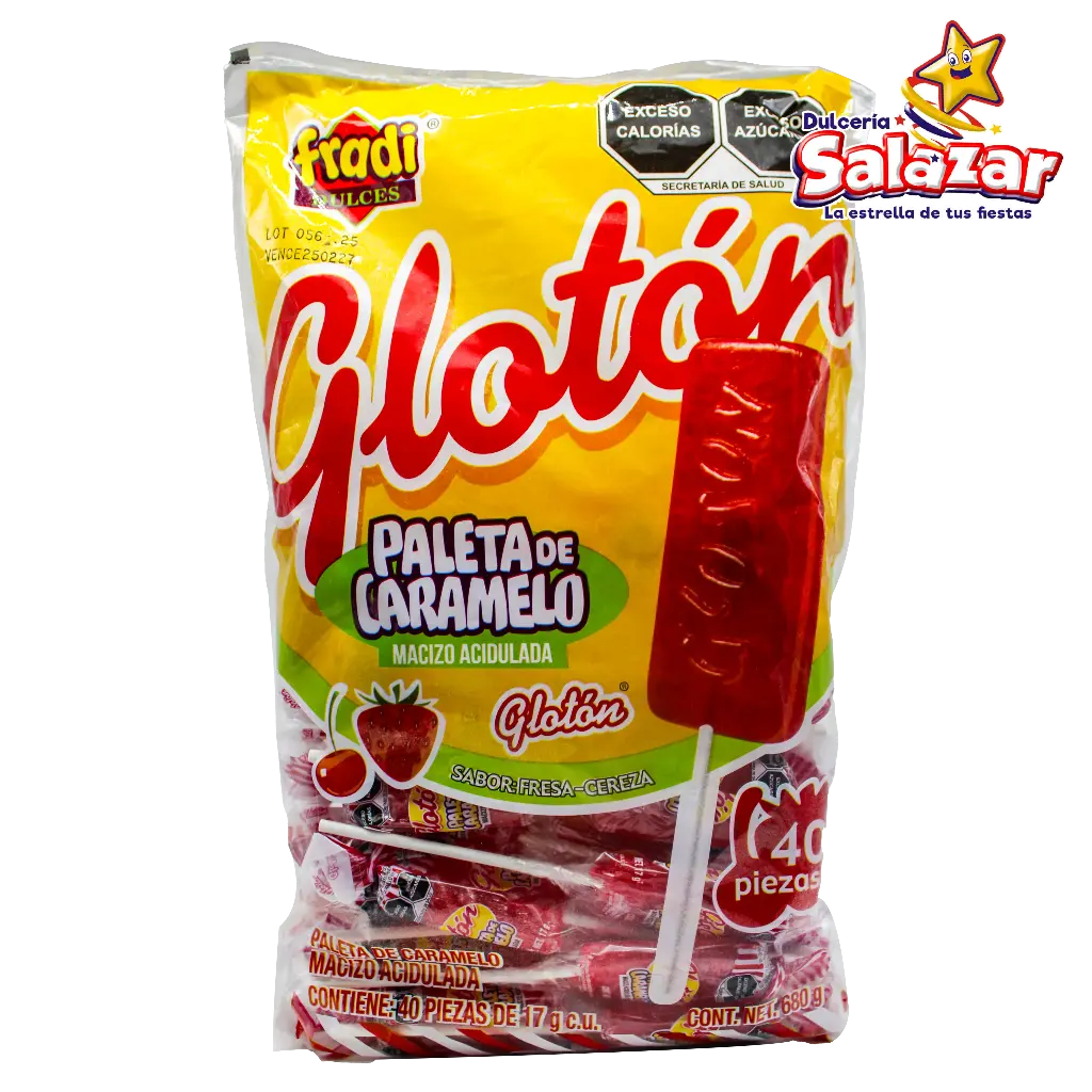 PALETA GLOTON ROJA Y COLORES  FRADI PALETA -B.680G- "C/20/40"