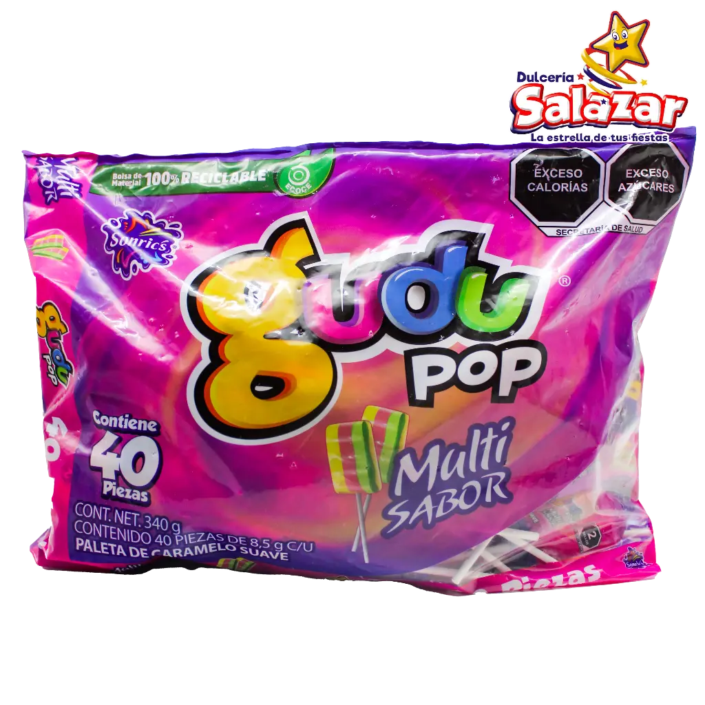 [SON0005] PALETA GUDU POP MULTISABOR SONRICS -B.340GR- "C/18/40"