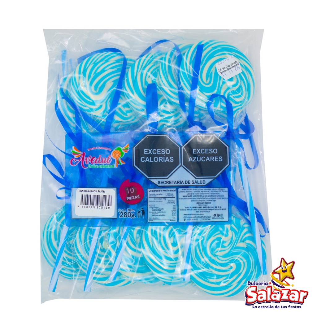 PALETA TRENZADA #0 AZUL-BLANCO  -B.240G- "C/24/10"