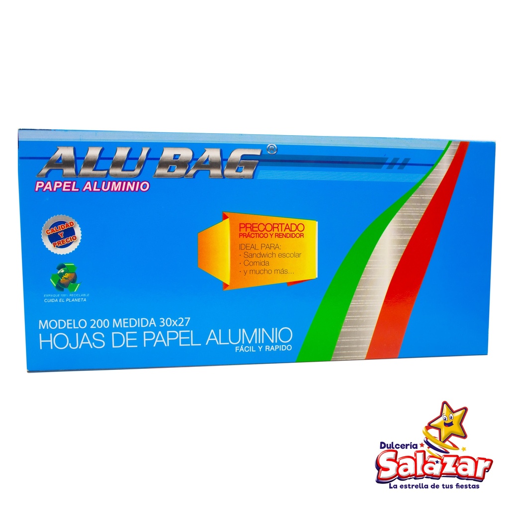 PAPEL ALUMINIO ALUBAG EN HOJAS MOD. 200 -E.175PZA- "C/8/1"