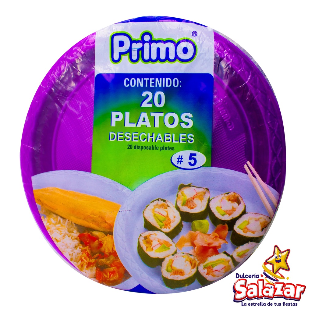 PLATO #5 MORADO NEON PRIMO -B.20PZA- "C/25/20"