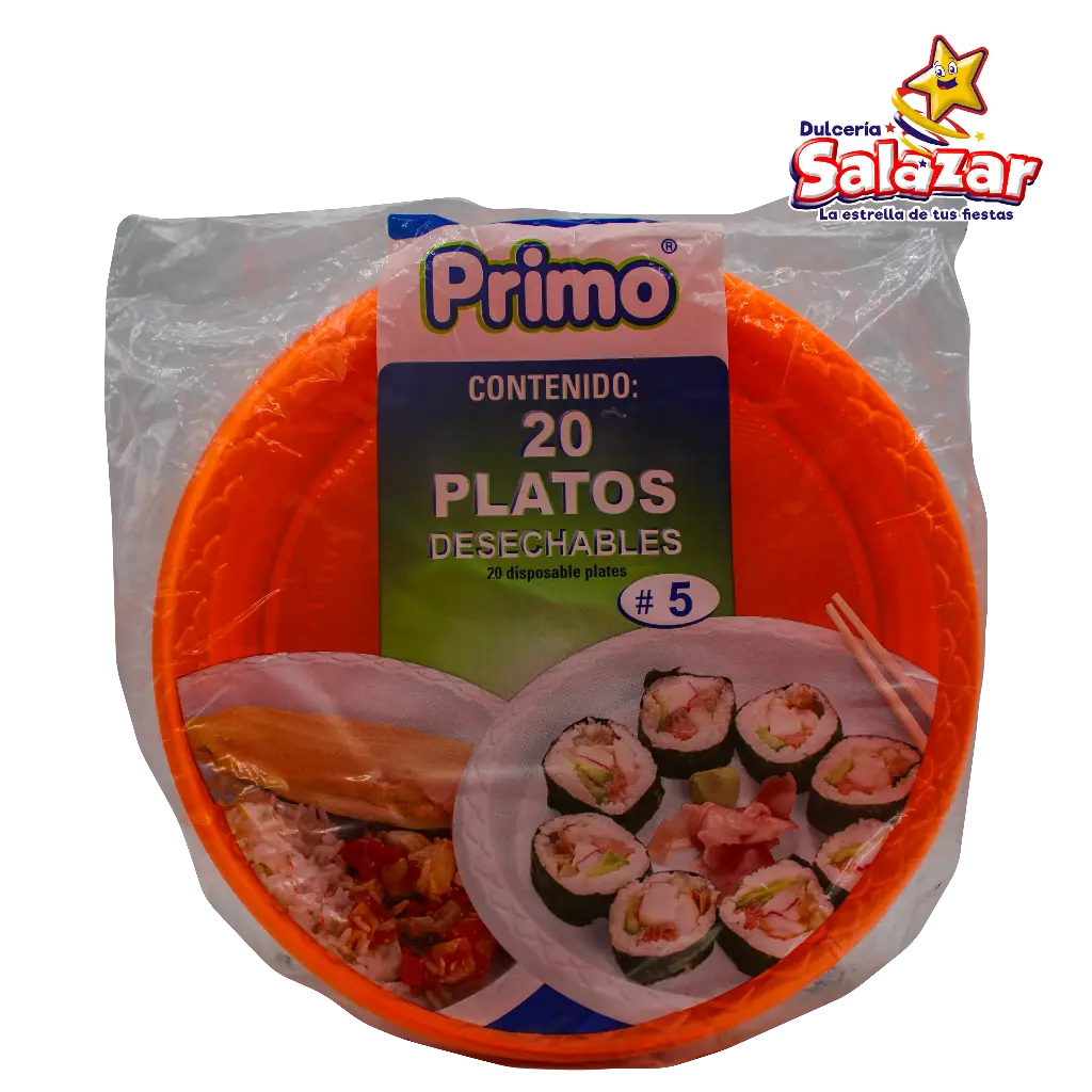 PLATO #5 NARANJA NEON PRIMO -B.20PZA- "C/25/20"