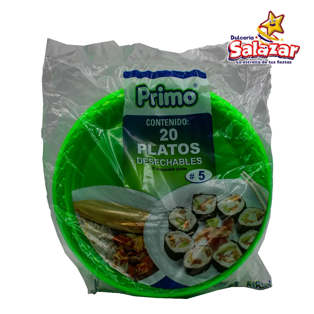 PLATO #5 VERDE NEON PRIMO -B.20PZA- "C/25/20"