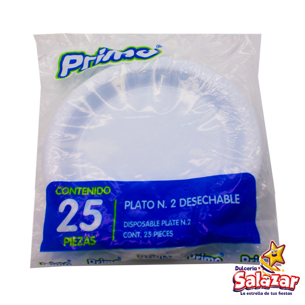 PLATO PLASTICO #2 PRIMO -B.25PZA- "C/40/25"