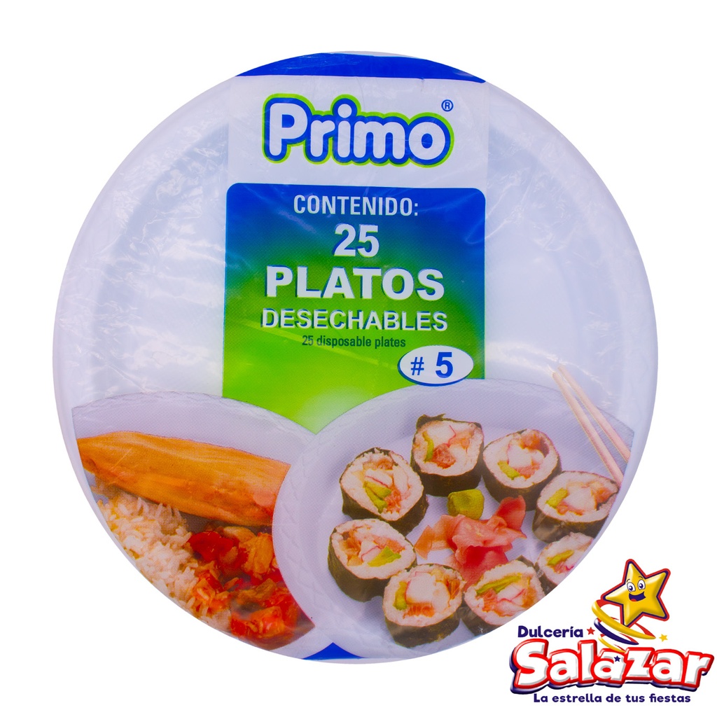[PRI0003] PLATO PLASTICO #5  PRIMO LISO -B.25PZA- "C/20/25"