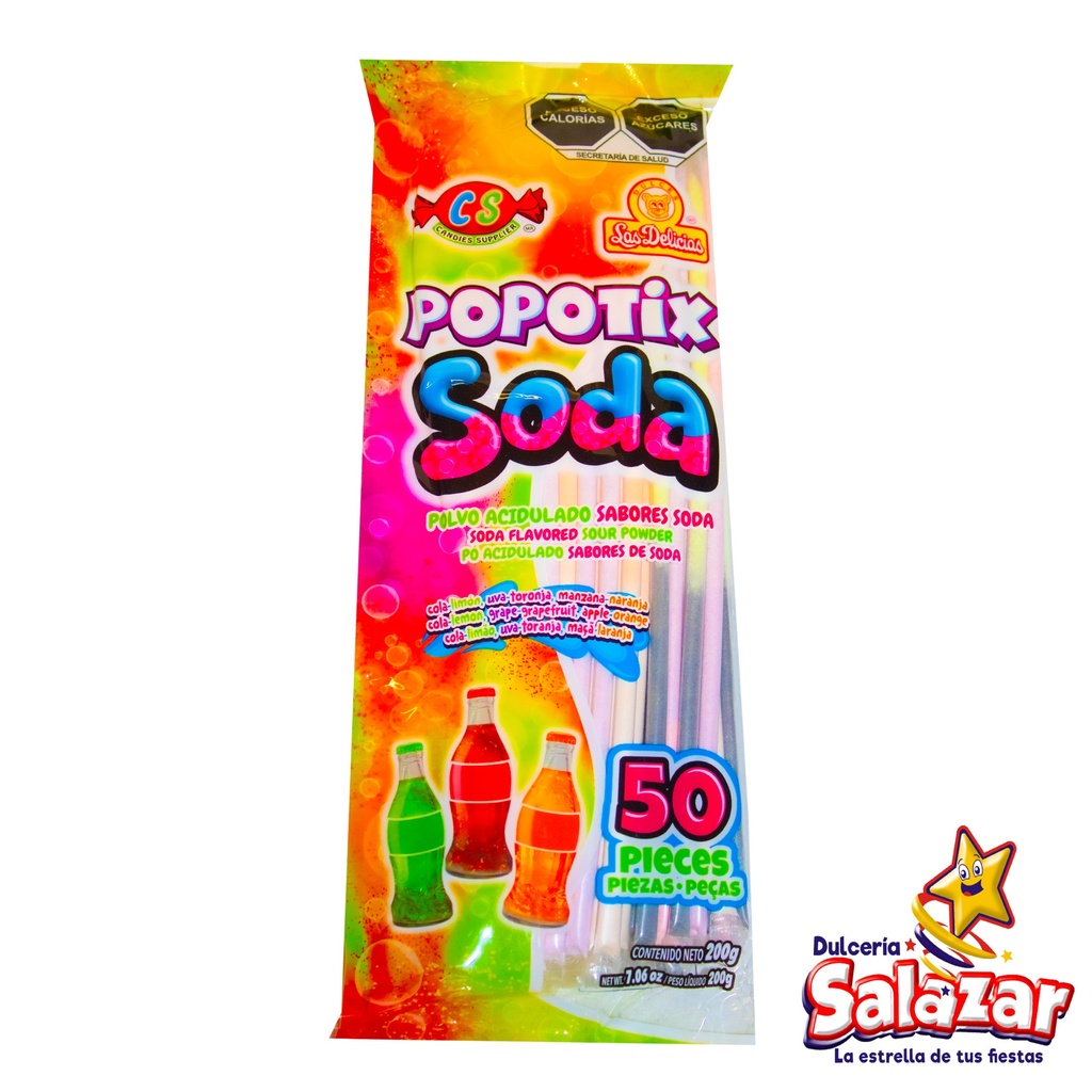 [DEL0475] POPOTIX SODA POLVO ACIDULADO SABORES -B.200G- "C/40/50"
