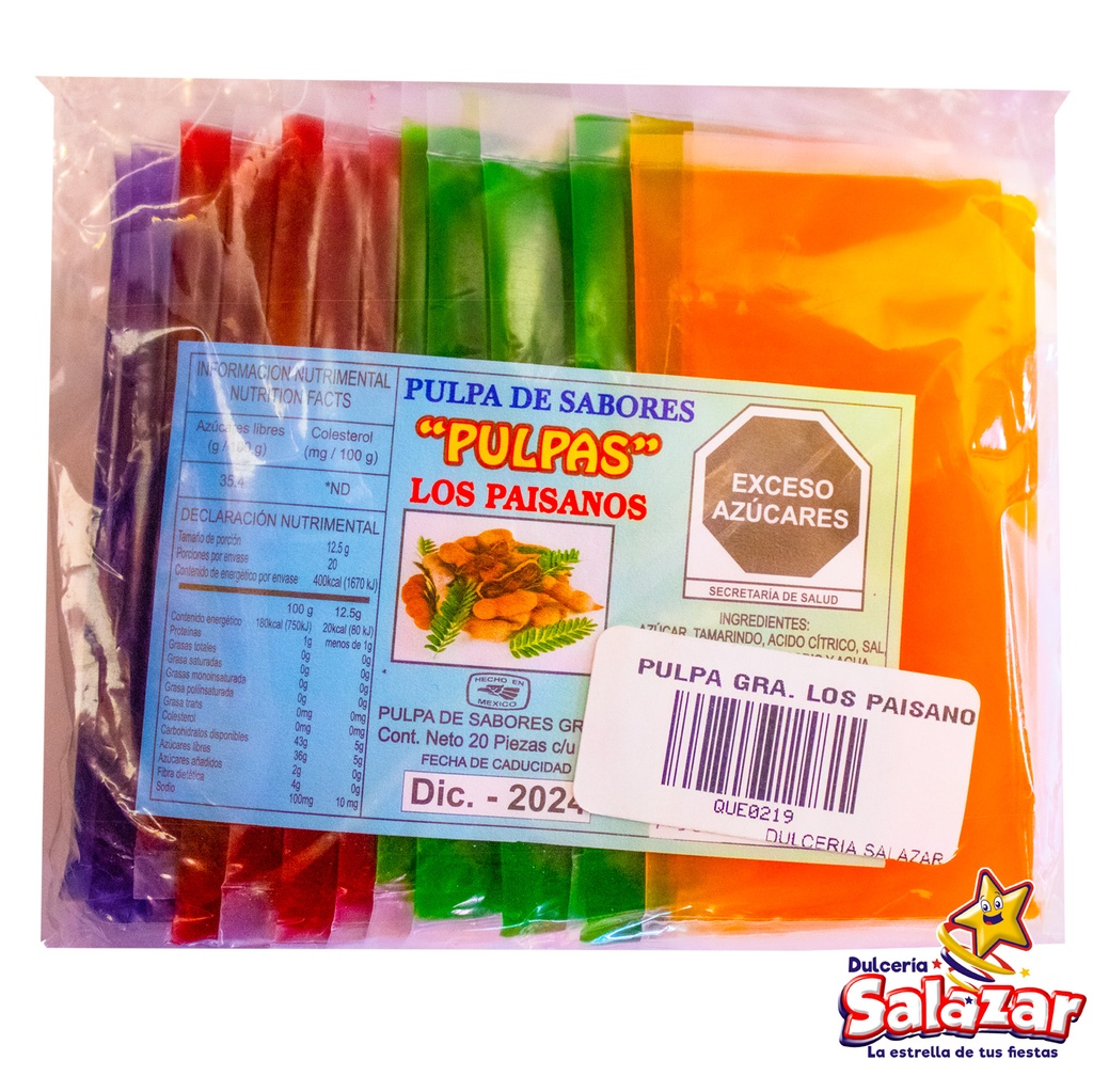 [QUE0219] PULPA SABORES GRANDE. LOS PAISANOS -B.-350GR- "C/30/20"