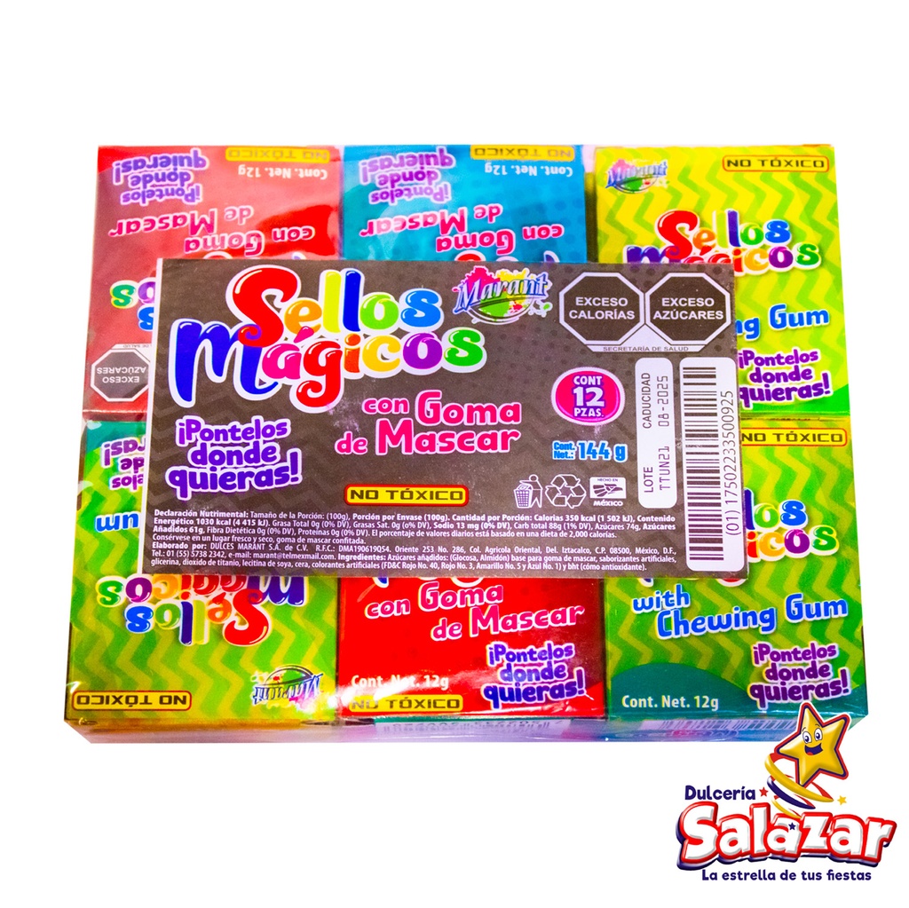 [MARA010] SELLOS MAGICOS CON GOMA DE MASCAR -D.144G- "C/40/12"