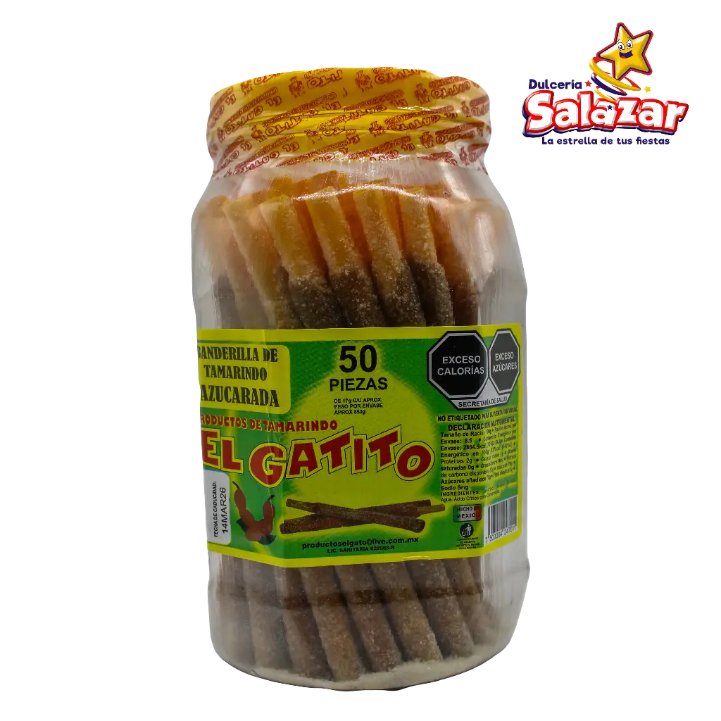 [GAT0003] TAMARINDO BANDERILLA GRANDE AZUCAR EL GATITO -V.1.25KG- "C/6/50"