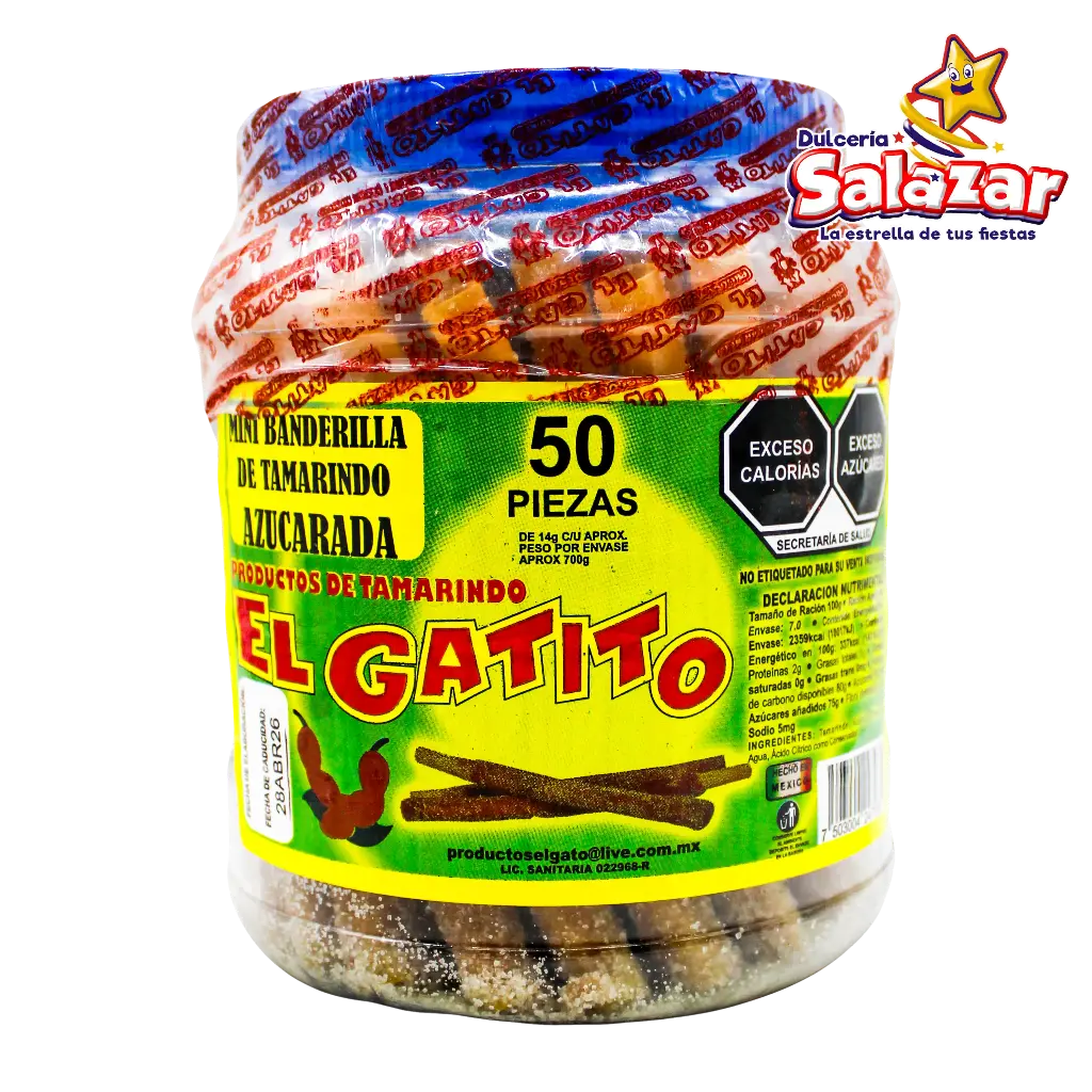 [GAT0006] TAMARINDO BANDERILLA MINI AZUCAR EL GATITO -V.1.25KG- "C/12/50"