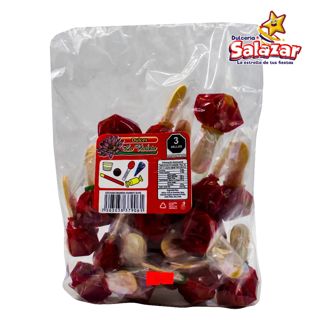 TAMARINDO VIOLETA CUCHARA MADERA CHAMOY -B.20PZA- "C/28/1"