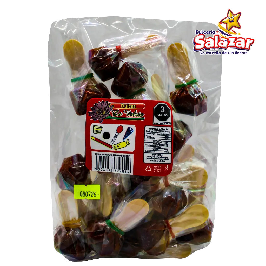 TAMARINDO VIOLETA CUCHARA MADERA TAMARINDO -B.20PZA- "C/28/1"